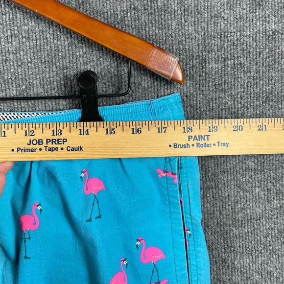 Party Pants Swim Trunks Men's XL Blue/Pink Flamingo AOP Geometric Stretch Swim - Picture 3 of 12